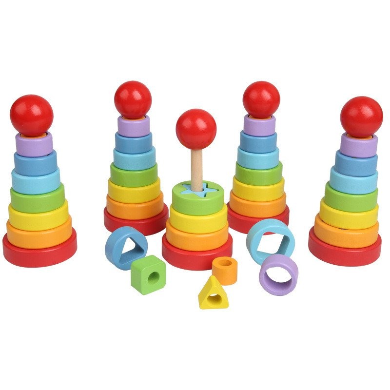 Set jenga pelangi, set menara, set tinggi, set tinggi, mainan buatan ...