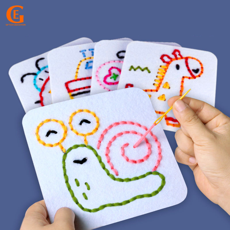 9Pcs DIY Sewing Board Kindergarten Threading Toy Hand Sew Teaching Tool ...