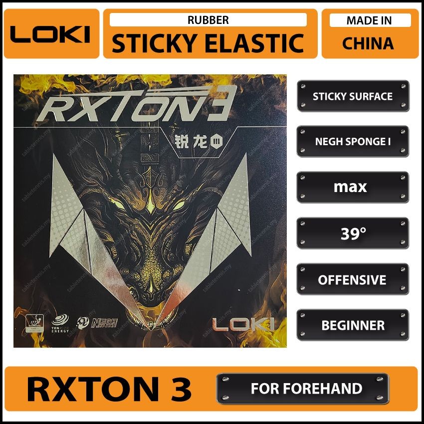 Loki Rxton 3 Sticky Elastic Table Tennis Rubber Getah Ping Pong Rxton ...