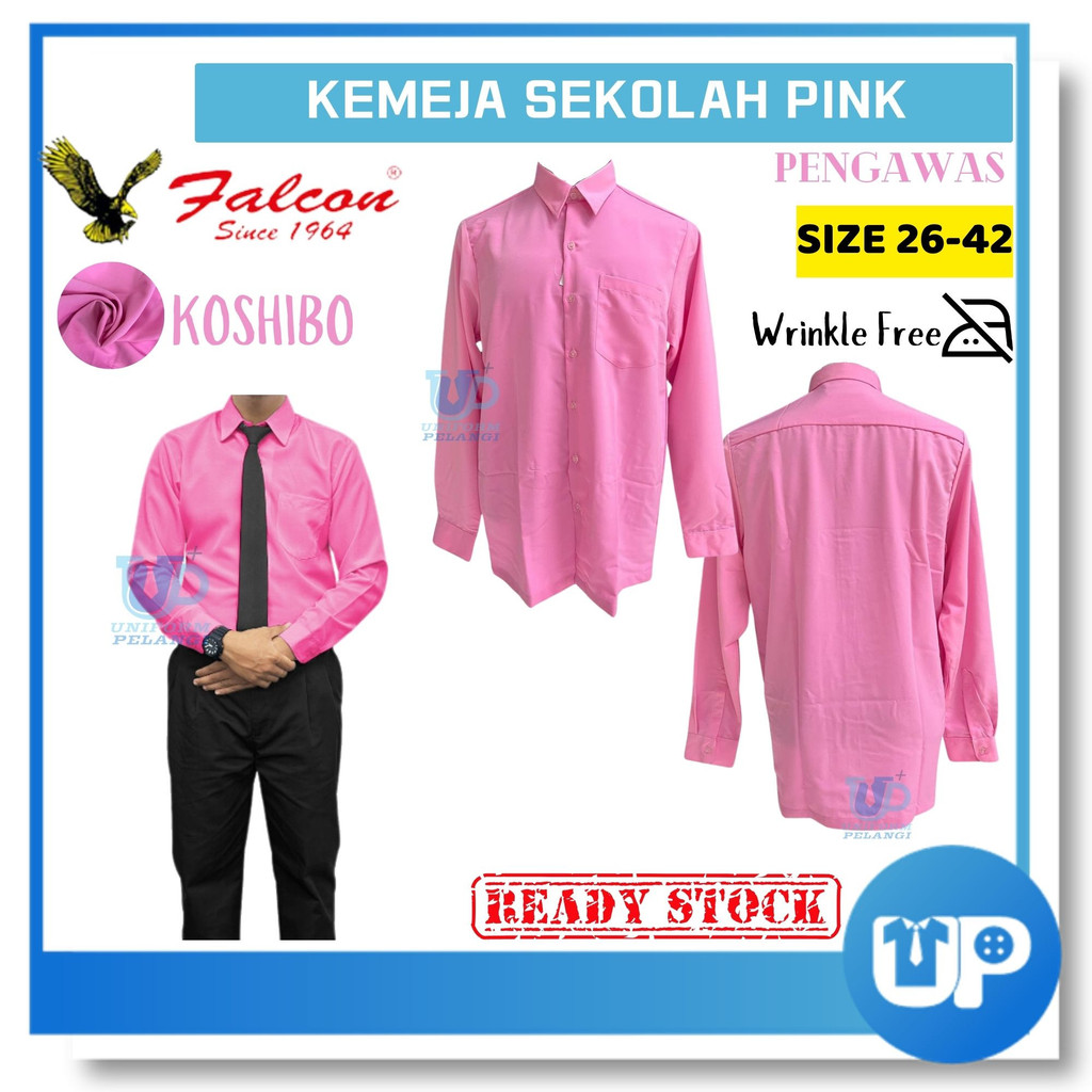 Falcon Baju Pengawas Merah Jambu Pink Kemeja Sekolah Lengan Panjang ...