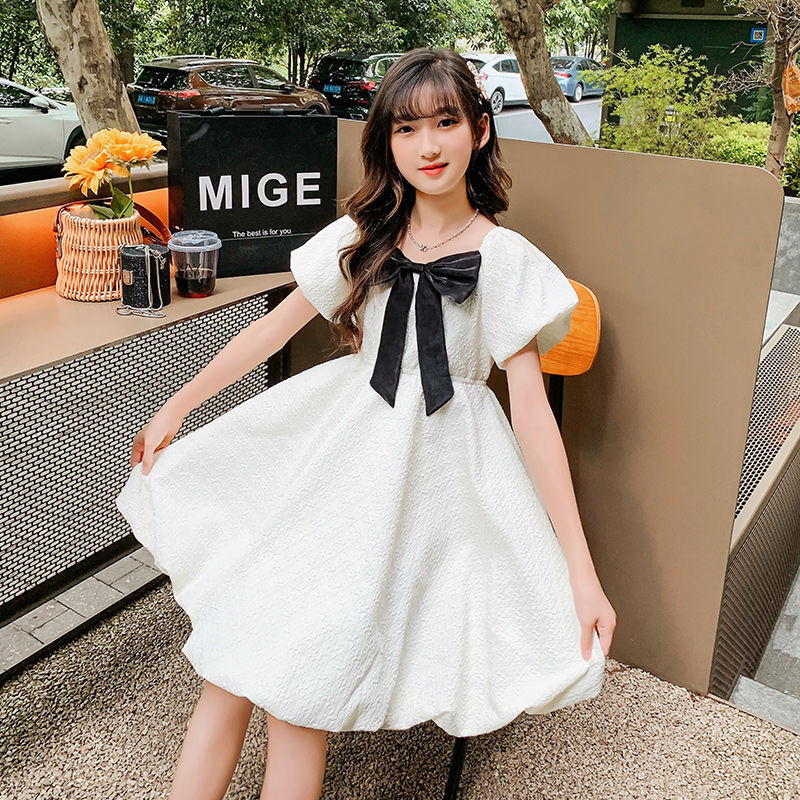 2-14 Years Old Fashionable Western Style Bowknot Puff Sleeve Dress Girls  Summer New Style Children's Clothing Girls Cute Western Style Princess Dress  | Shopee Malaysia