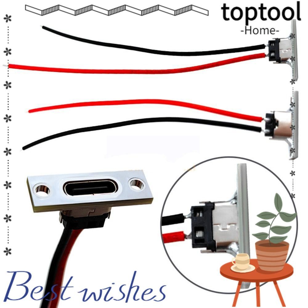 TOPTOOL USB Jack, 2Pin Waterproof Female Connector Jack, Charging Data ...