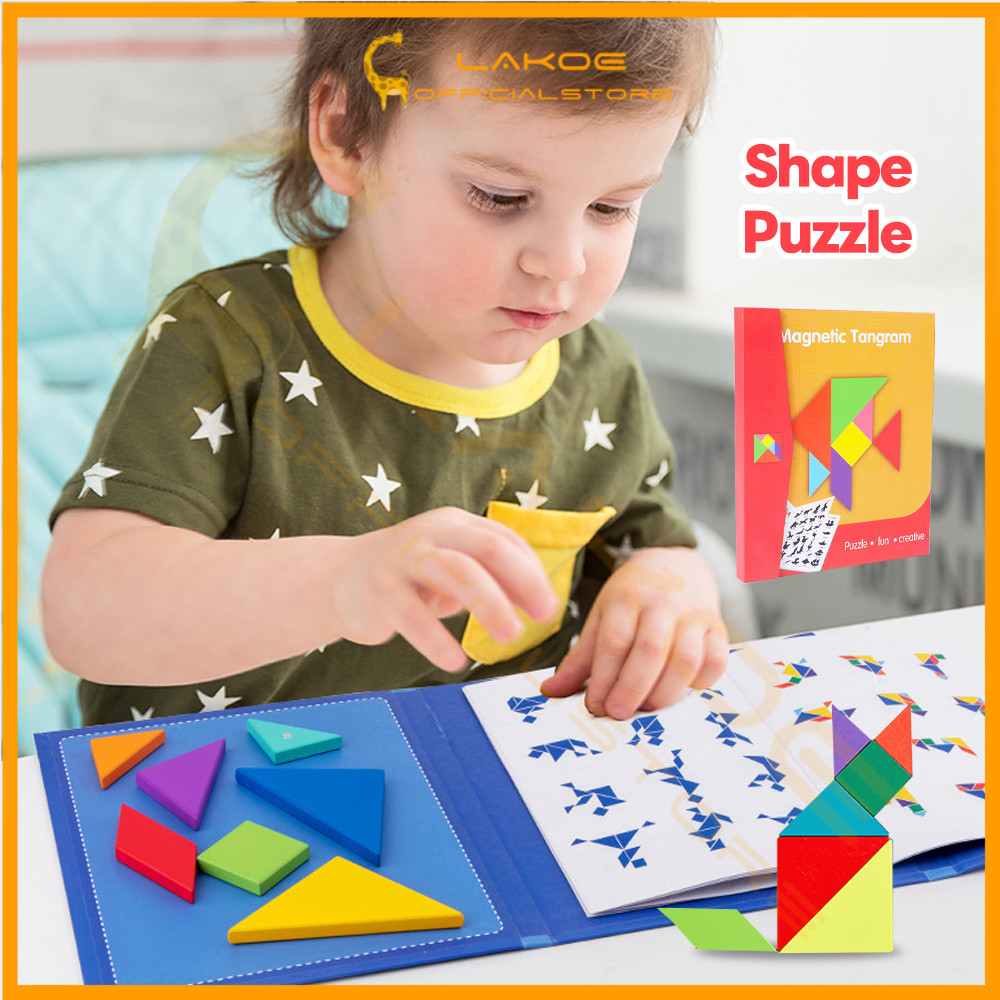 LAKOE Wood Magnetic Tangram Puzzle Geometric Shapes Tangram Jigsaw ...
