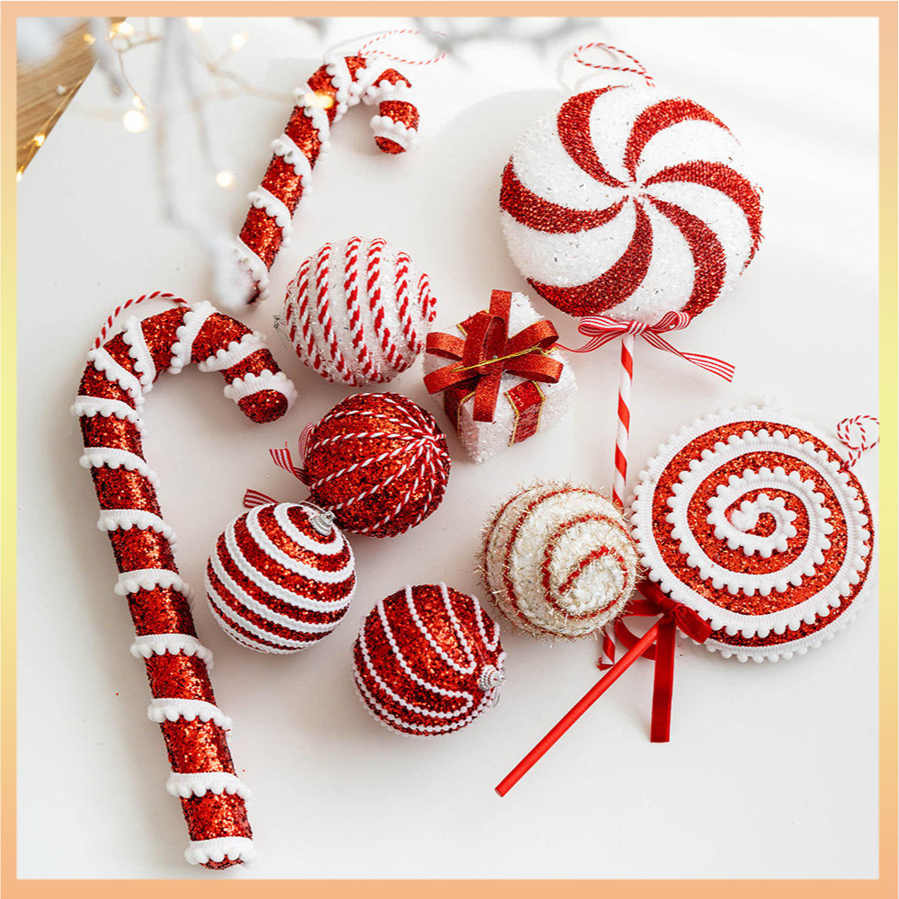 Red And White Candy Lollipop Cane Christmas Ball Christmas Tree Hanging ...