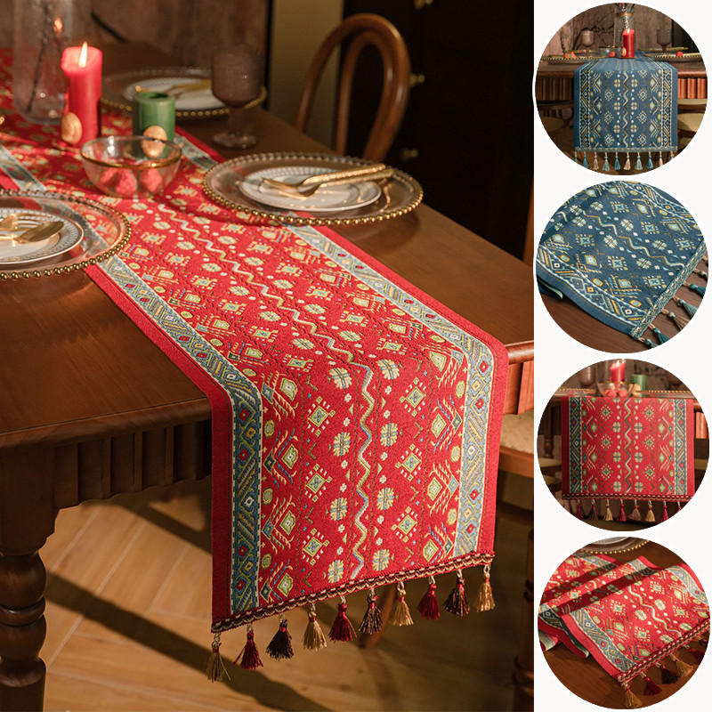 #Raya decoration#Table Mat American Jacquard Retro Embroidery Table ...
