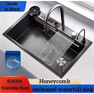 Kitchen Sink Nano Honeycomb Rain Water Outlet Large Single Sink