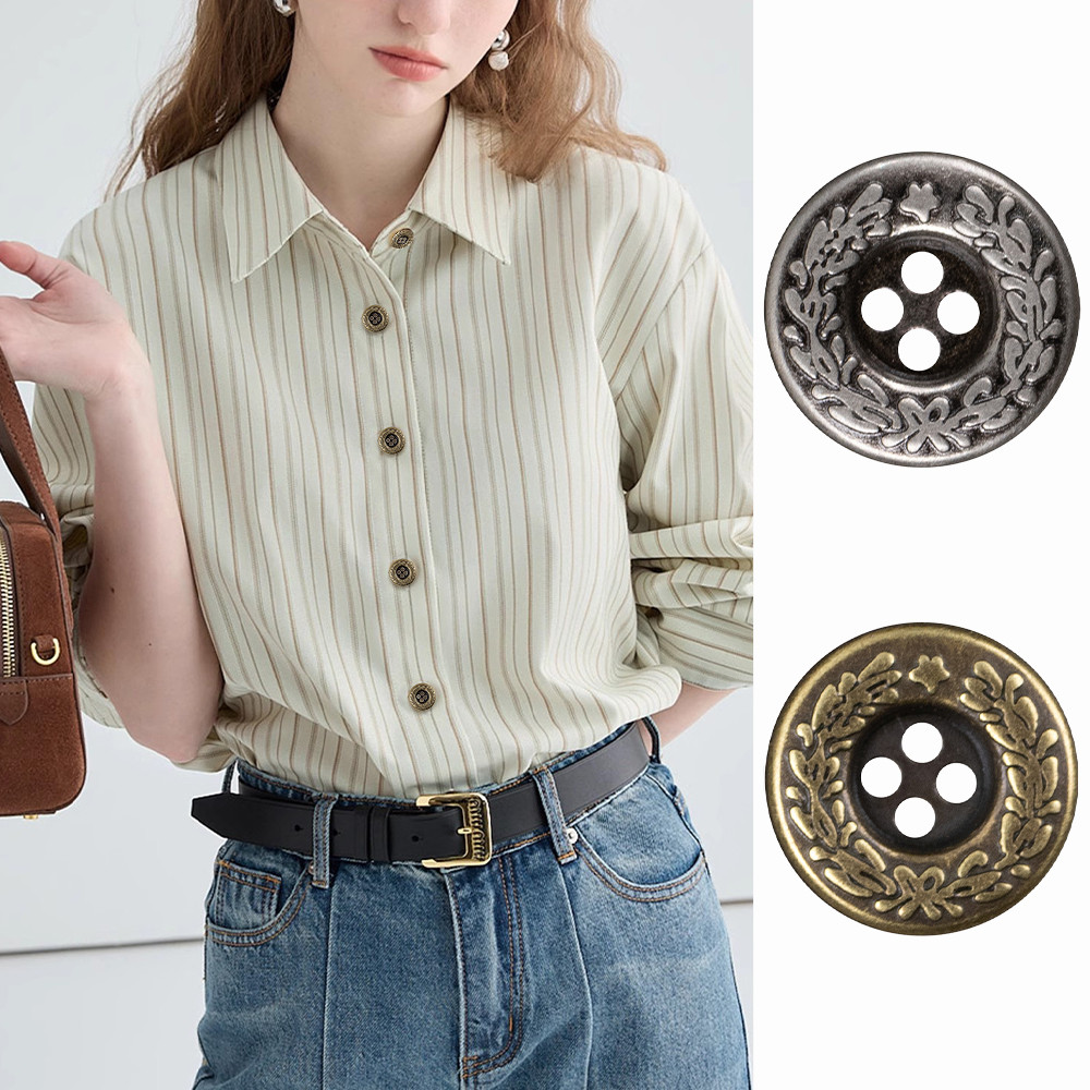 10pcs Vintage Distressed Vine 4-Hole Round Metal Buttons 11.5/15/20mm ...