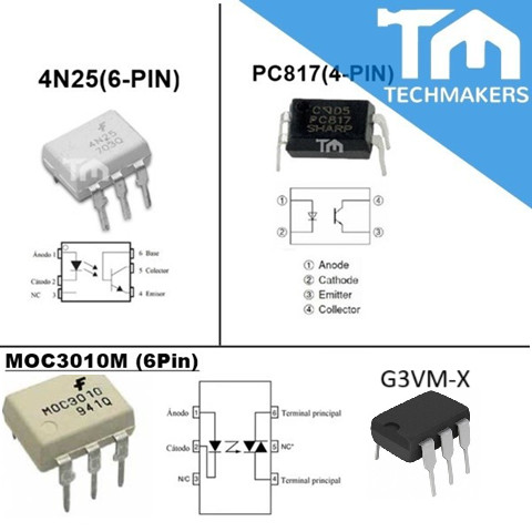 PC817(4pin) /4N25(6pin) / MOC3010M(6pin)/ G3VM-X1590(6pin) Photocoupler Photo-Coupler Isolated Optocoupler Switch