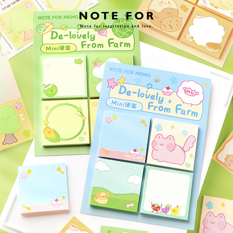 Cdaily|120 Sheets Cute Farm mini Note Set Korean Cute Animal Note Note ...