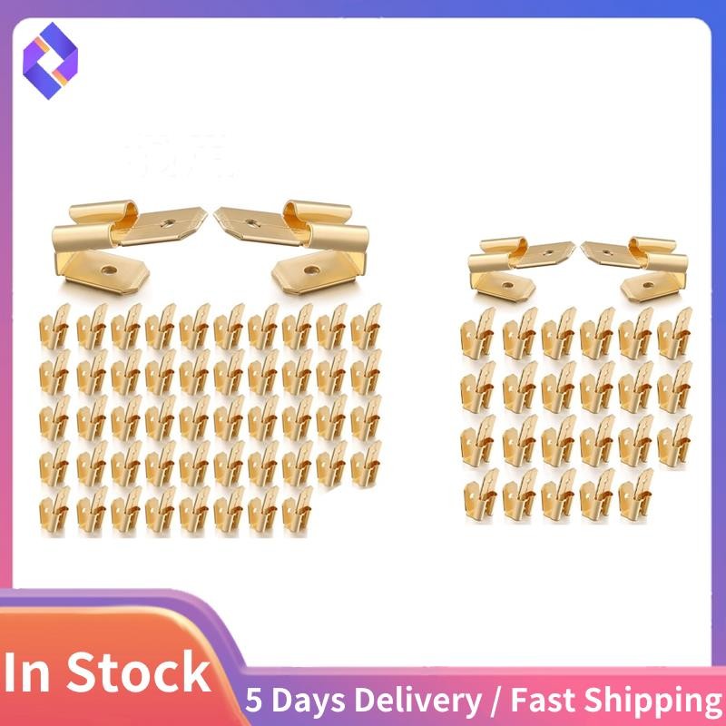 Brass Piggyback Spade Connector Terminal Block – 3-Way Quick Disconnect, 0.25" Male/Female Pull Tabs (100-Pack)