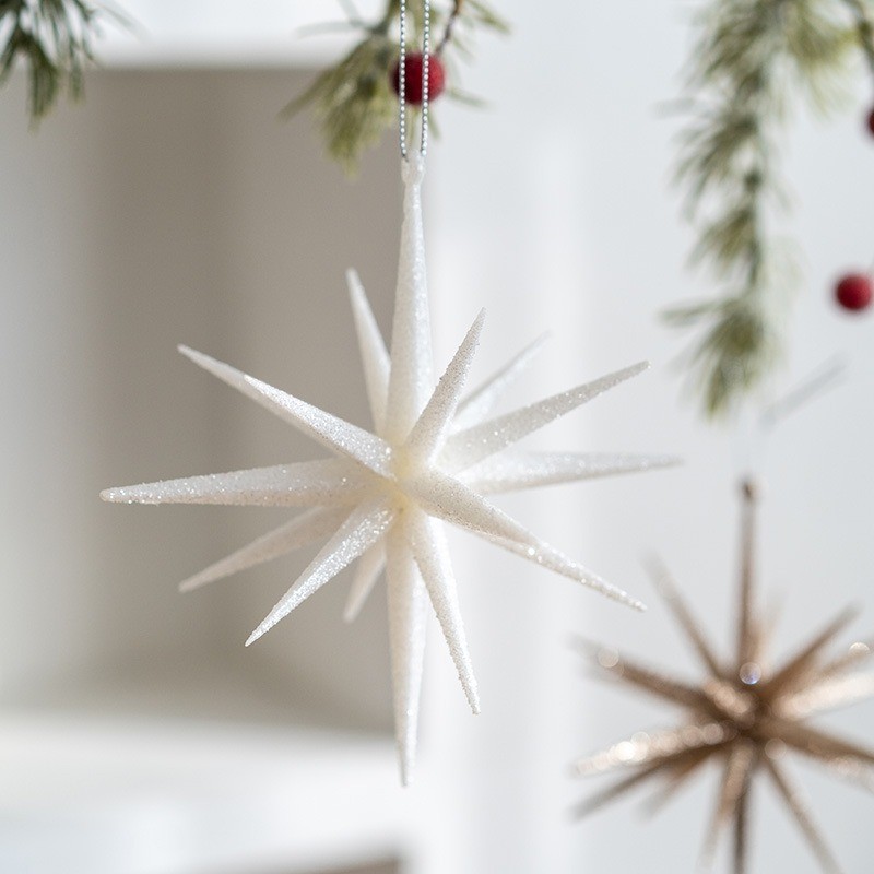 Glitter Star Ornaments Large Hanging Christmas Tree Decoration Ornament ...