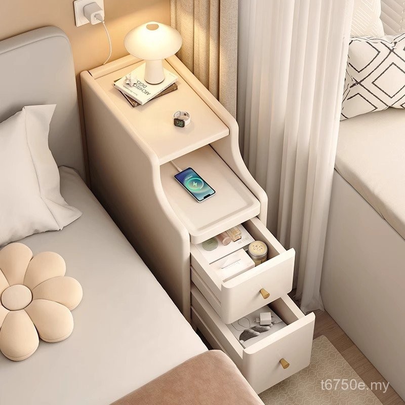 Meja sisi katil kayu pepejal mini bilik tidur kabinet katil kecil yang ...