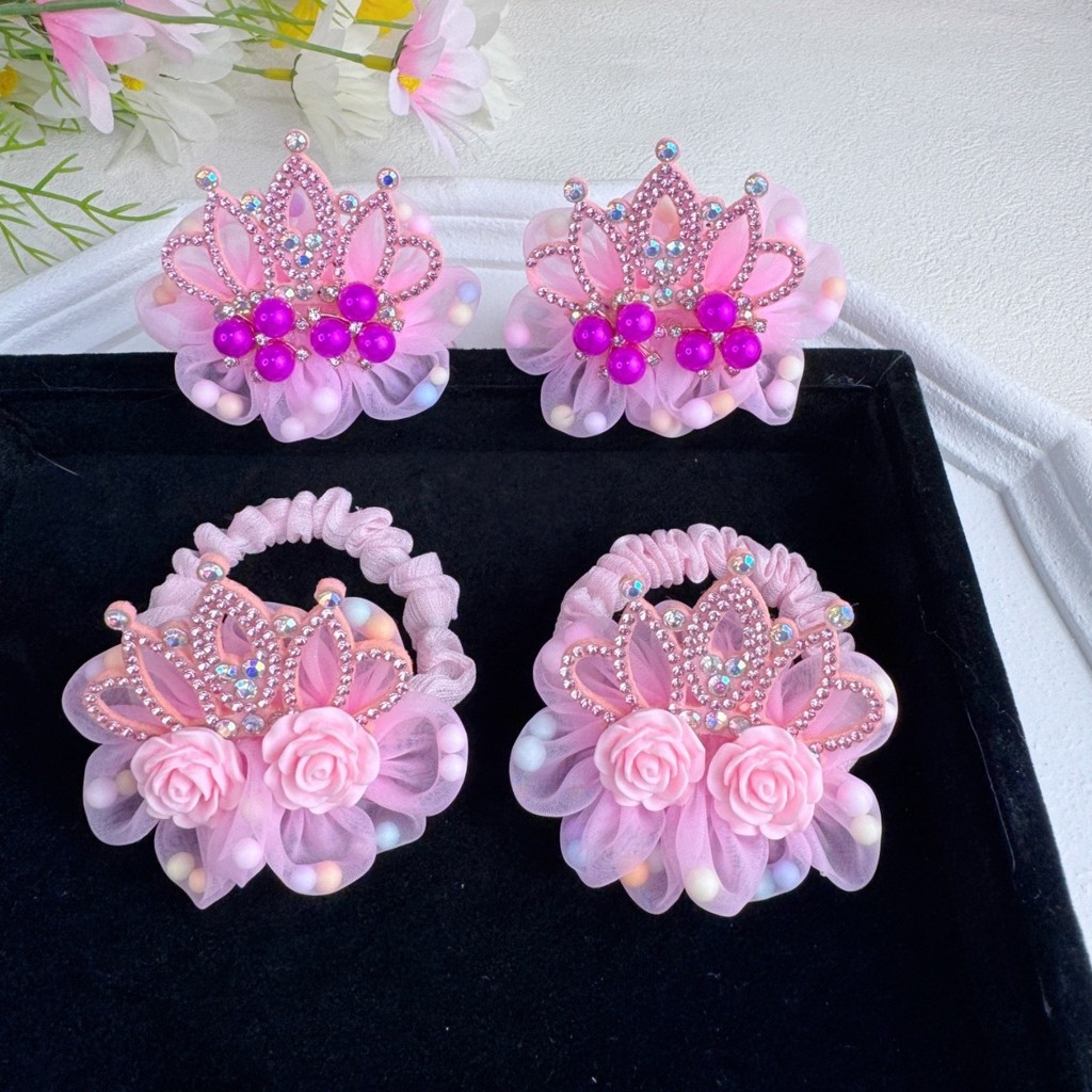 Children Crown Hair Accessories Flower Rubber Band Head Rope Little ...