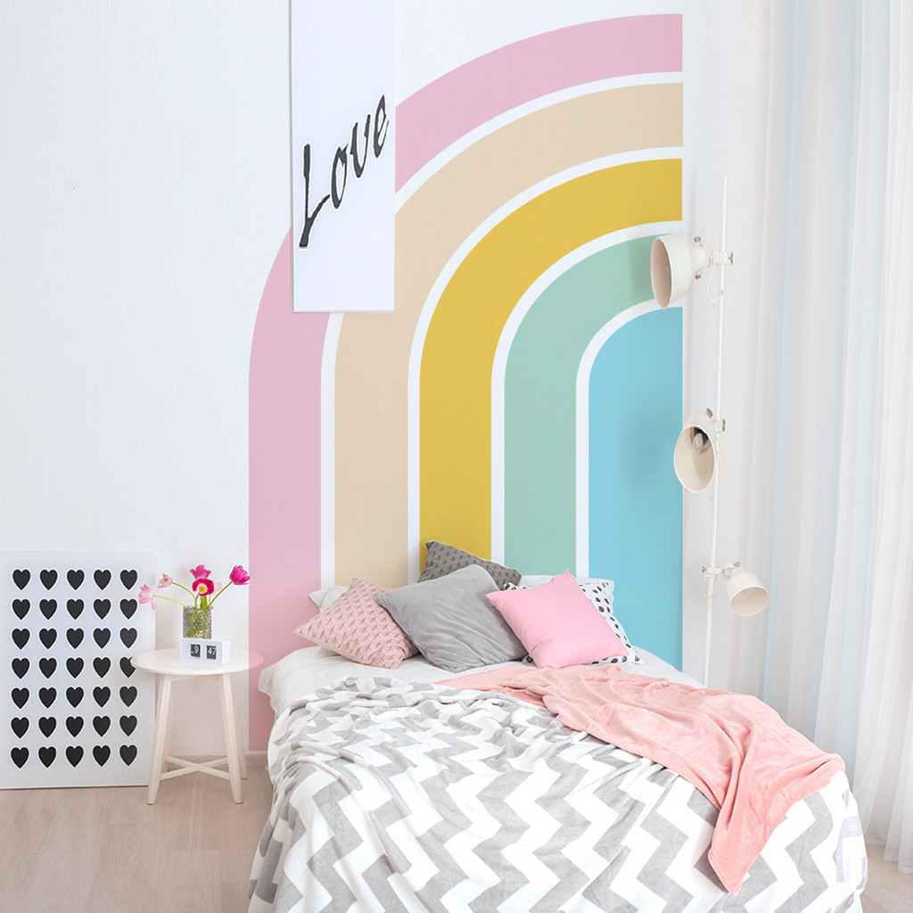 Large Rainbow Wall Decals Peel and Stick Pastel Kids Nursery Wall Decor ...
