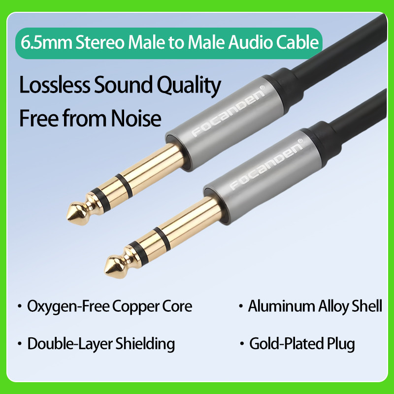 6.5mm stereo Jack To 6.35mm Stereo AUX Audio Cable TRS Male To Male ...