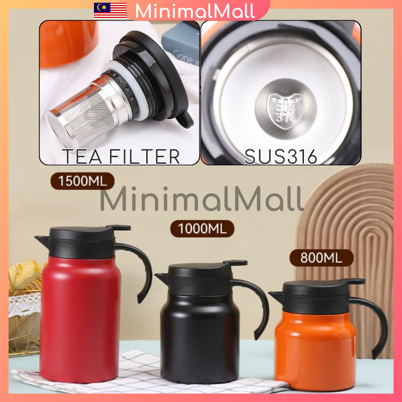 Stainless Steel Stewing Teapot Press-type Tea Brewing Kettle Thermal ...