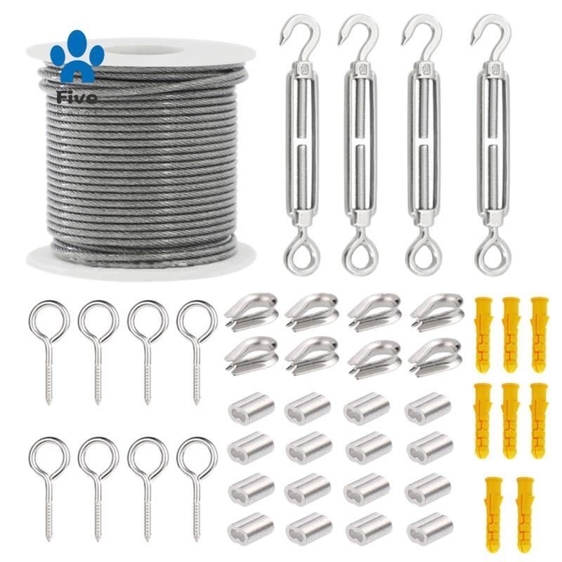 Wire Rope Cable Hooks Stainless Steel Cord Hanging Kit with Turnbuckle ...