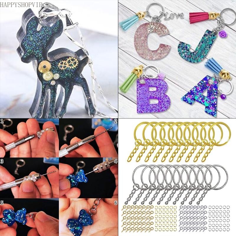 HSV for Key Ring Jump Rings Screw Eye Pins Golden Silver Keychain Rings ...