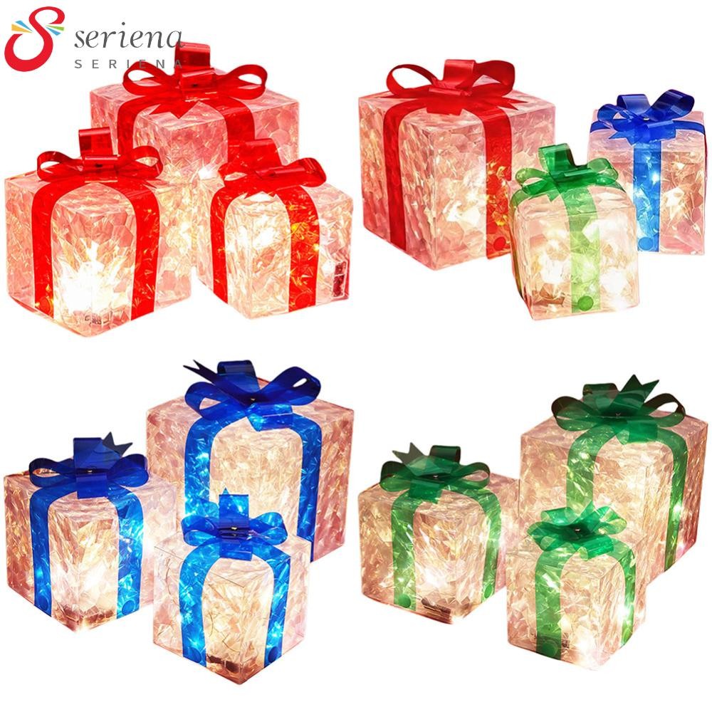 [Seriena.my] Set of 3 Christmas Lighted Gift Boxes Light Up Present ...