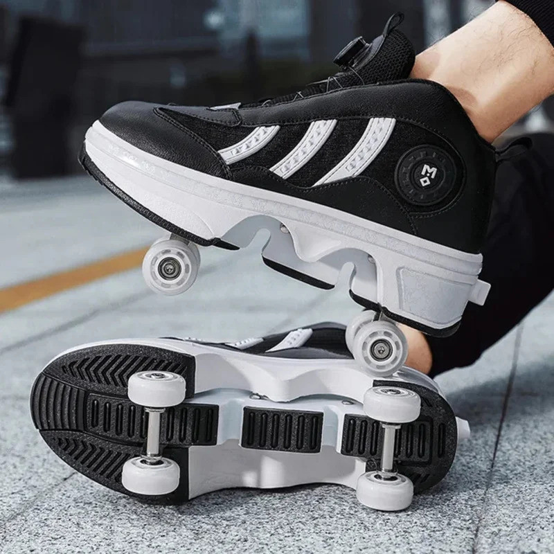 Double Row 4Wheel Skates Roller Shoes with Wheels DualPurpose Roller