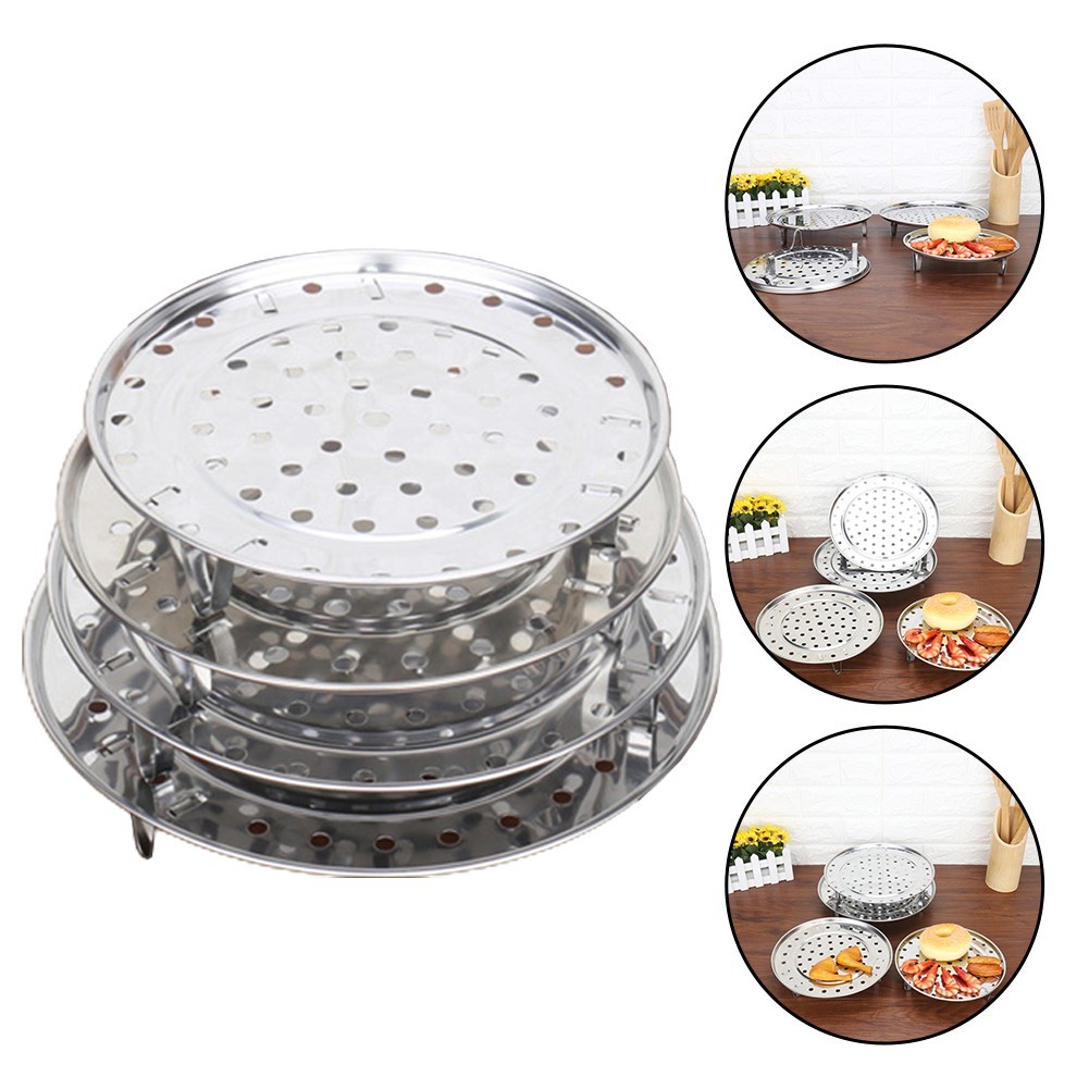 [LUMY] Stainless Steel Steamer Tray Rack Plate Steam Cooking 3 Stands ...