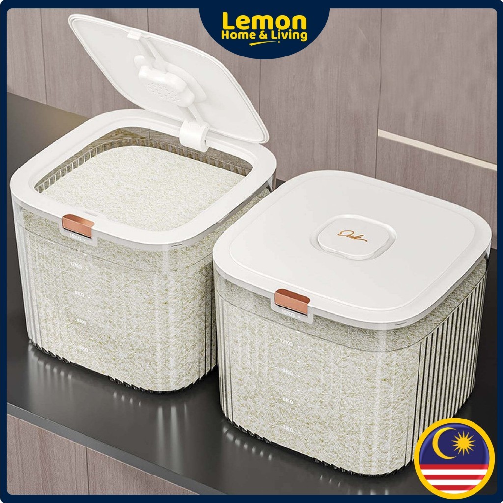 🍋 5KG/10KG Multipurpose Rice Container Storage Box Cereal Rice Bucket ...
