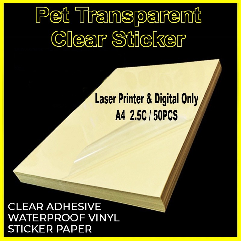 A4 Pet Transparent Clear Sticker for Laser printer and Digital Printer ...