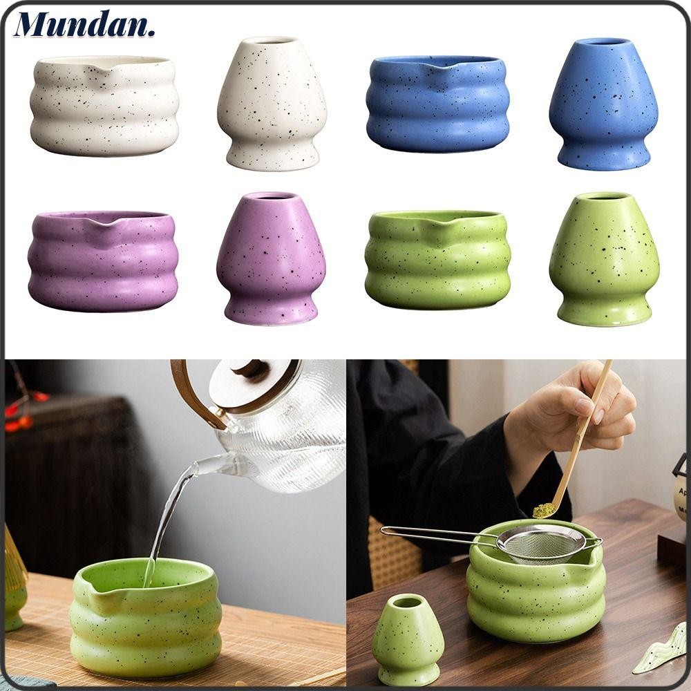 MUNDAN Ceramic Matcha Bowl with Whisk Stand - Large Capacity, High ...