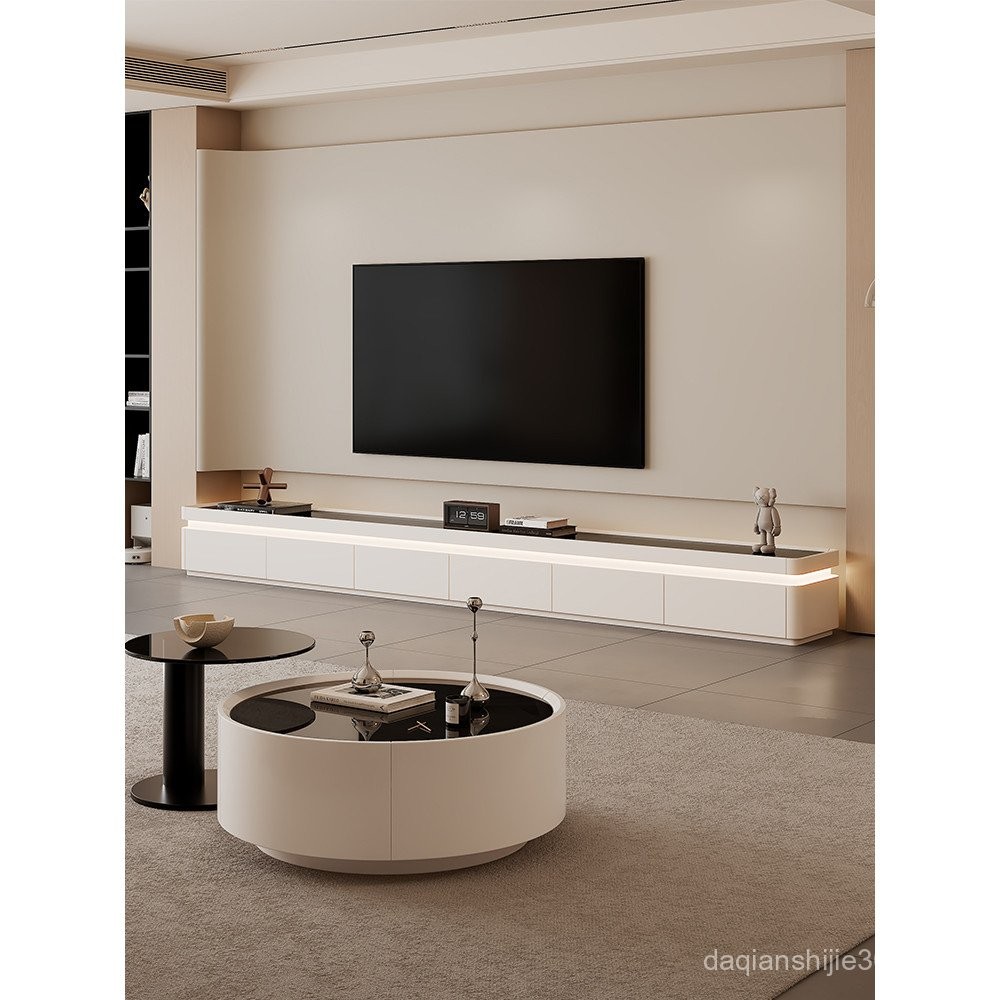 Almari televisyen gaya berkrim, ruang tamu, lantai rumah, TV kayu solid ...