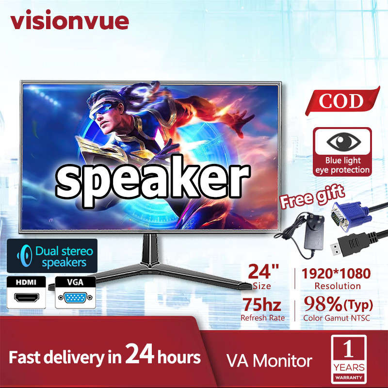 Monitor PC 24 Inch With Speaker 75HZ 1080P LED Computer Monitor 24 ...