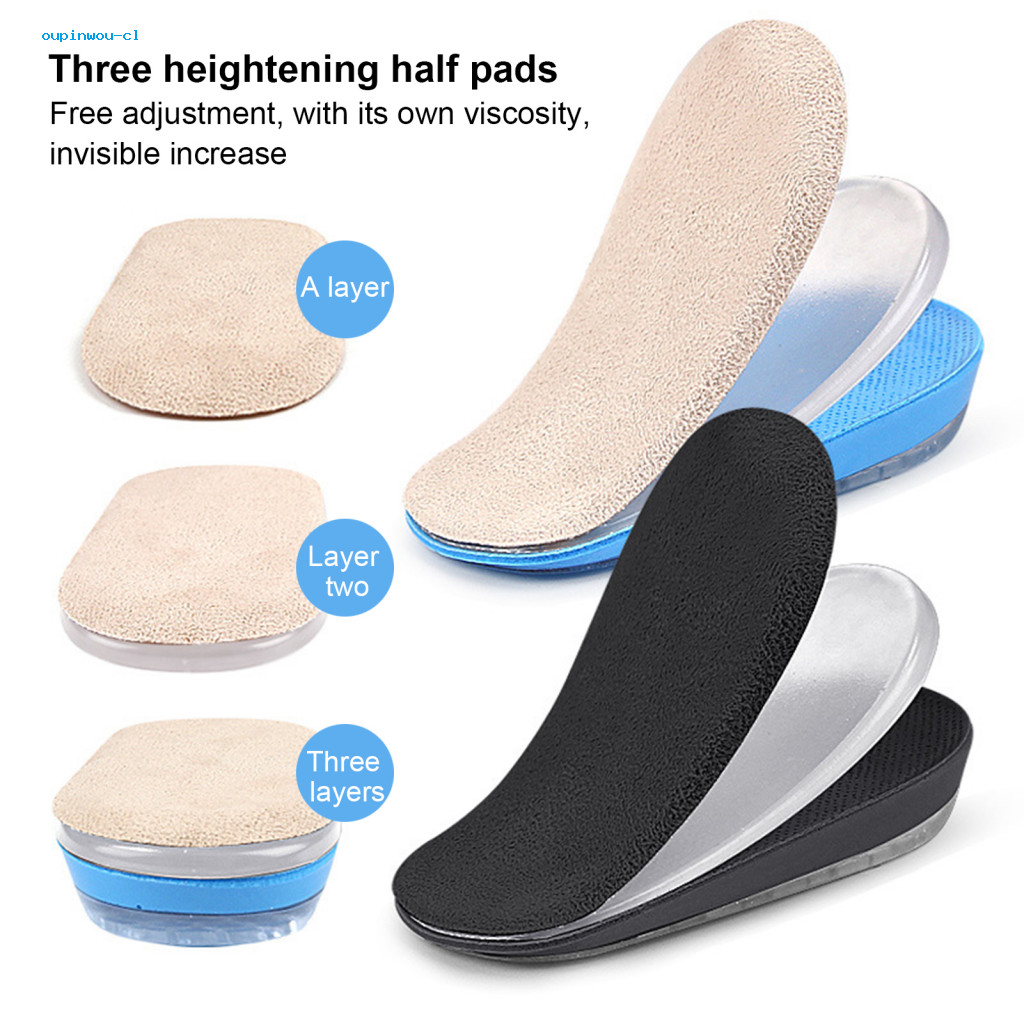 oupinwou 3 Layers Heightening Insole Cushioned Heel Support Insole 3 ...