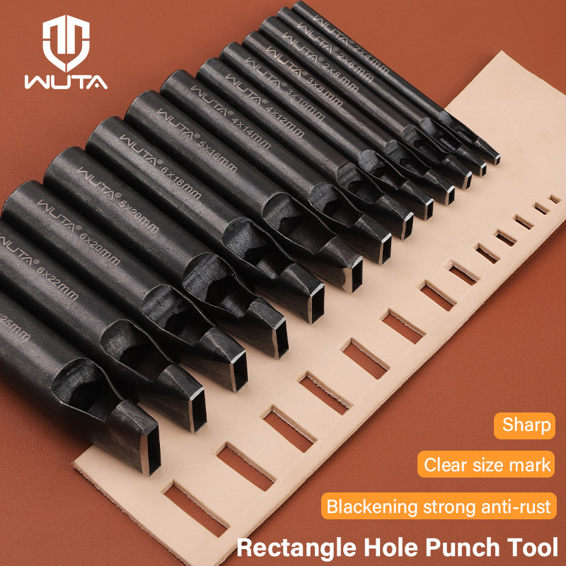 WUTA Anti-Rust Leather Hollow Punch Rectangle Slot Puncher Oblong Hole  Cutter for DIY Leather Craft Tools Belt Strap Bags