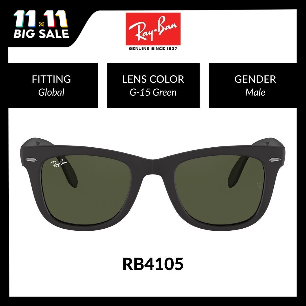 Ray Ban Folding Wayfarer Sunglasses Size 50mm RB4105 601S Shopee Malaysia