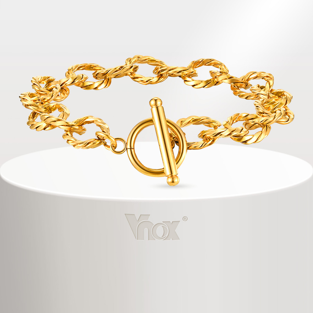 Vnox Twisted Big Chunky Bracelet for Women,Gold Hypoallergenic Non ...