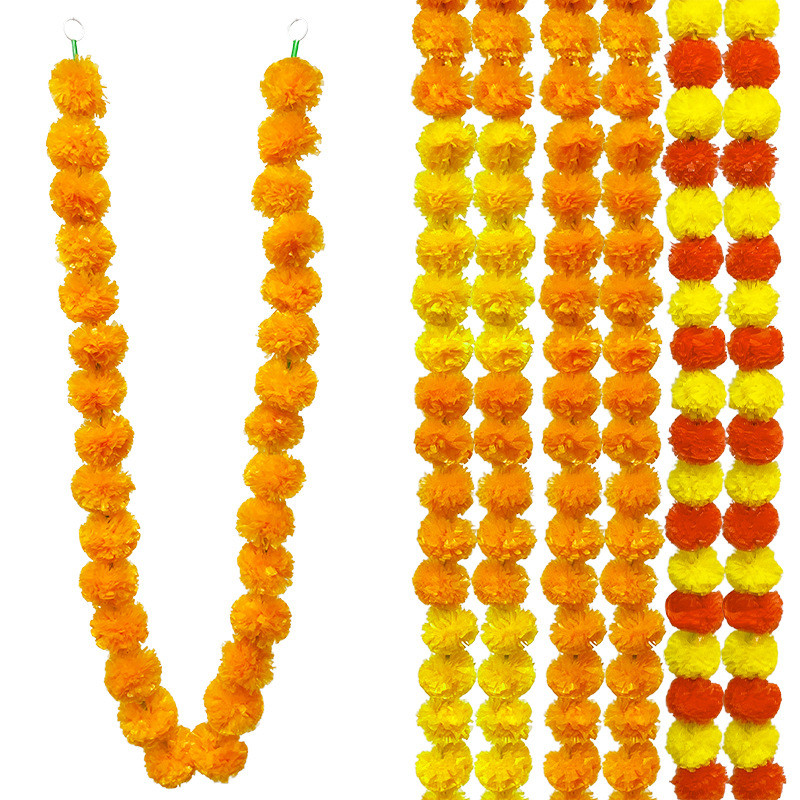 1.5 Meters Diwali Marigold Artificial Flower String Hanging Decorations ...