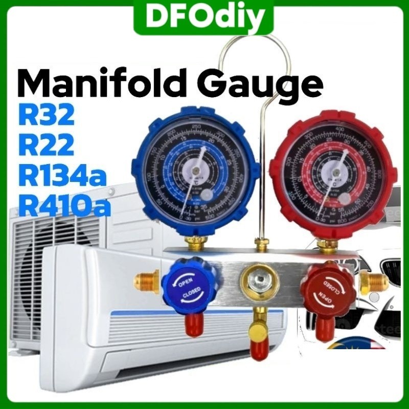 DFOdiy [ FREE ADAPTER ] Manifold Gauge R32 R410a R22 R134a GAS METER ...