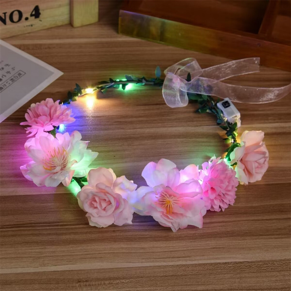LED Flower Crown LED Flower Wreath Headband Light up Headband Hair ...