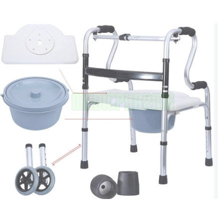 Aluminium Walking Frame With Commode and Wheels | Shopee Malaysia