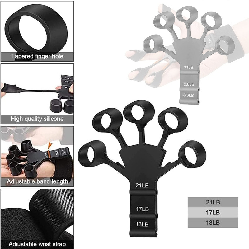 5 Fingers Trainer Finger Resistance Band Fitness 13-21 LB Finger ...