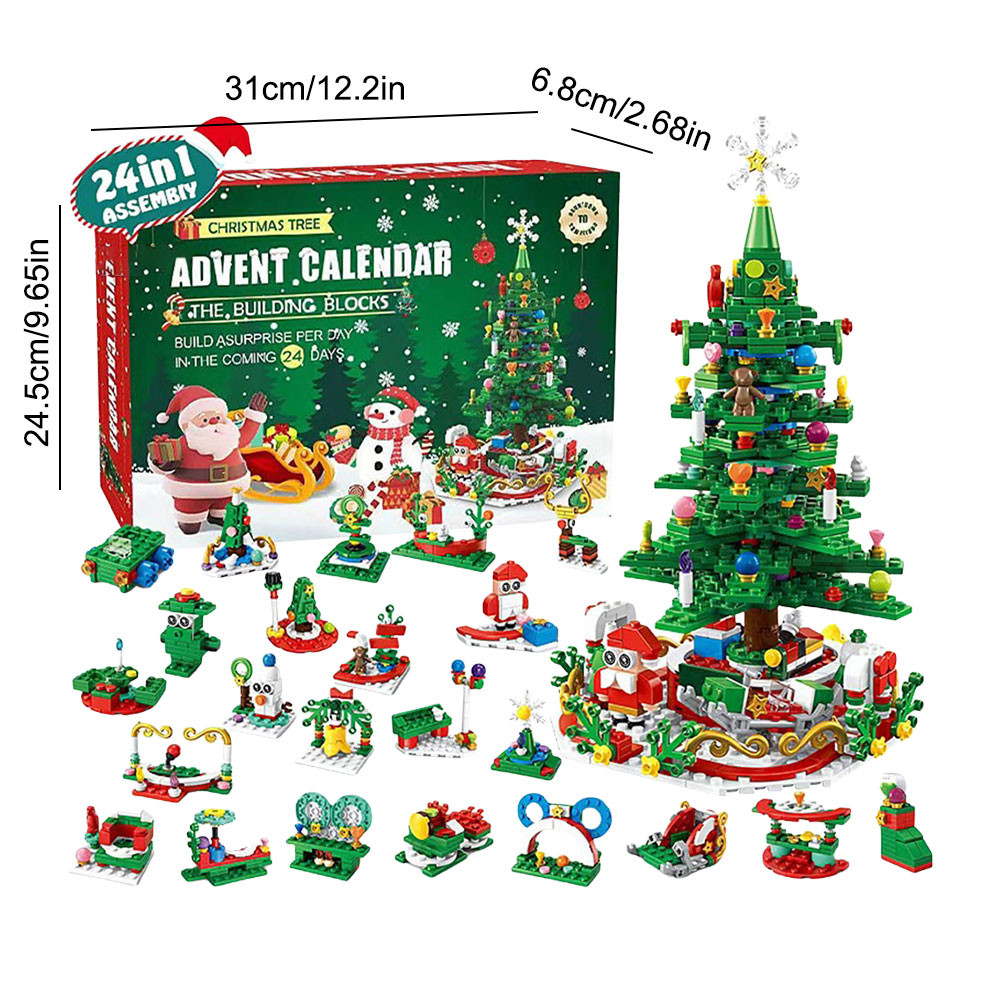 2024 Advent Calendar Christmas Tree Building Block Set with LED String