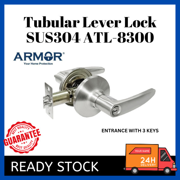 ARMOR TUBULAR LEVER LOCK ATL-8300 SS Door lock set - Lock Pintu -NA ...