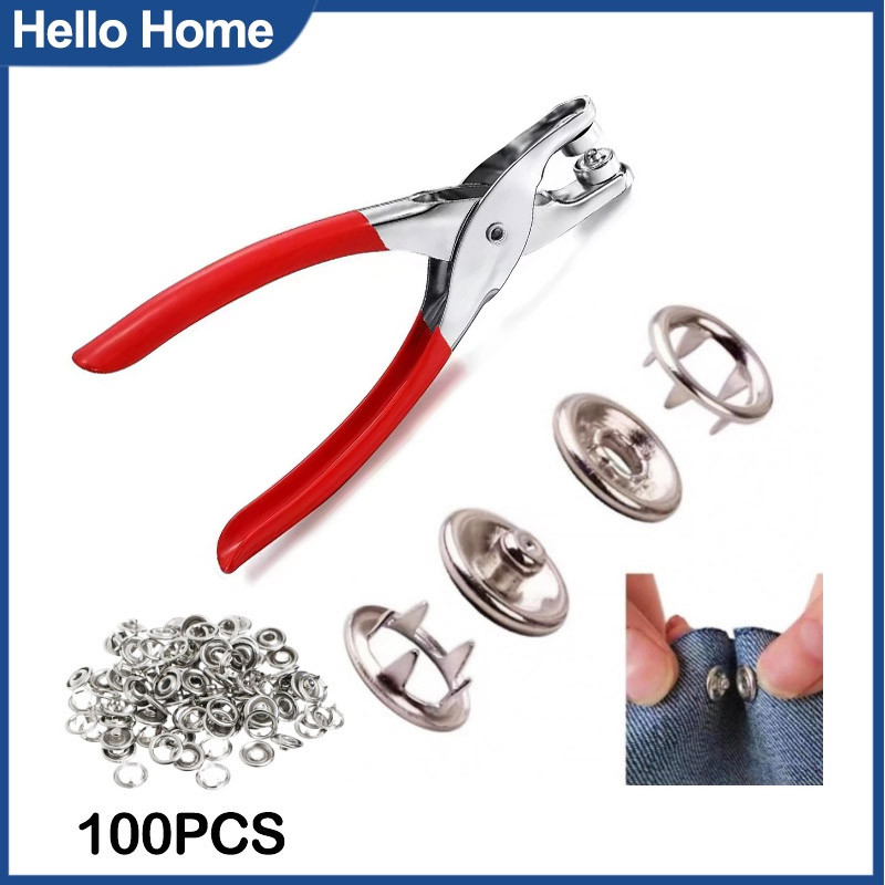 100PCS 9.5mm Five-Claw Buckle Installation Metal Snap Buttons Fasteners ...