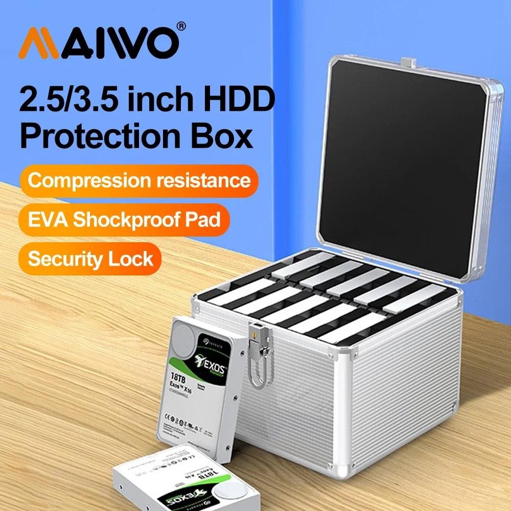 MAIWO 2.5/3.5 inch 10 Bay HDD Hard Drive External Protection Storage ...