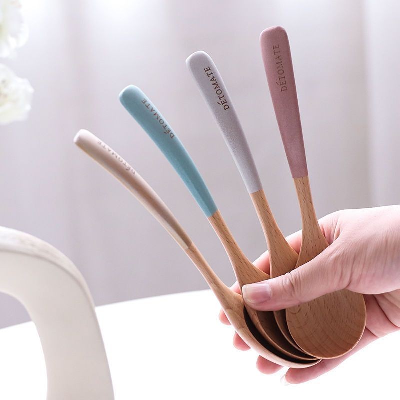 Japanese style wooden spoon ramen soup spoon for children's eating ...