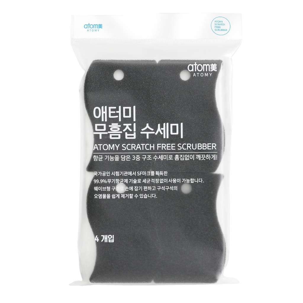 Atomy Scratch Free Scrubber (4pieces/pack) 艾多美 三层不刮花加厚洗碗抗菌海绵 (4片 ...