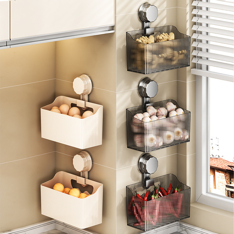 Wall-mounted Kitchen Onion,Ginger Garlic Seasoning Storage Rack,Punch ...