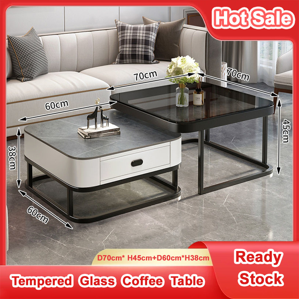 🔥READY STOCK🔥Coffee Table Wrought Iron Tea Table Light Luxury Home Side ...