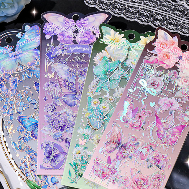 2 Sheets Fantasy Beautiful Butterfly Series Stickers Scrapbook Journal ...