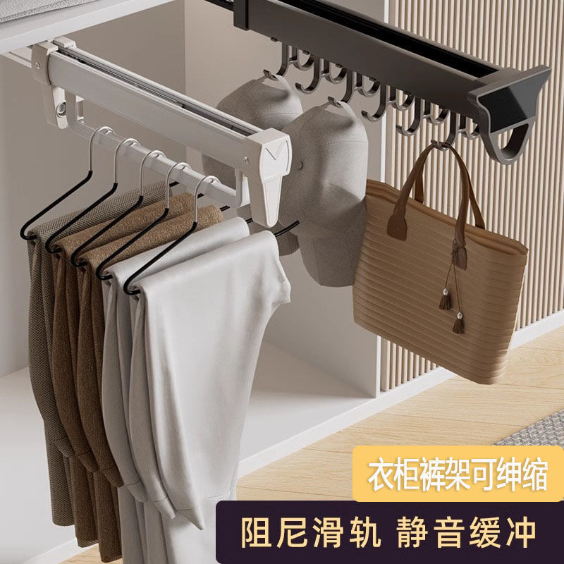 [Retractable] Pants Rack Retractable Slide Rail Wardrobe Underwear Rack ...