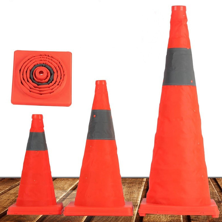 Reflective Traffic Cone With Led Light Folding Car Safety Warning Sign ...
